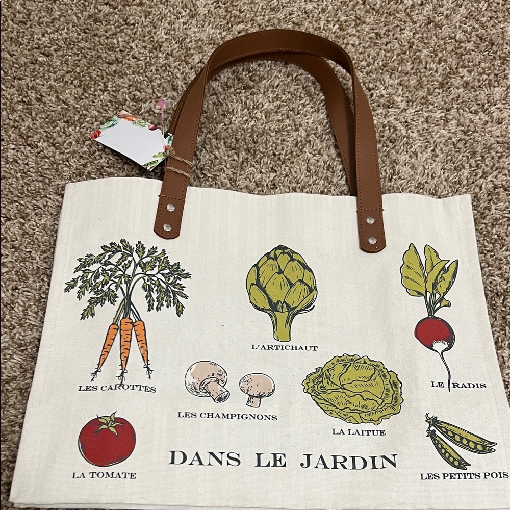 French DANS DE JARDIN In The Garden Cotton Canvas Tote Reusable Tote Bag - Picture 3 of 9